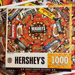 🧩 1000 Piece Master Pieces “Hershey’s” with poster. Challenging! Complete.